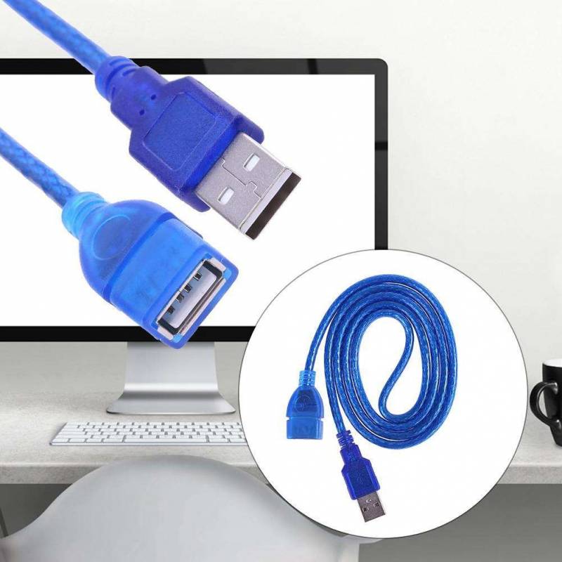 CABLE EXTENCION USB AZUL 3 METROS,Cables,Medida 3 Metros Color Azul