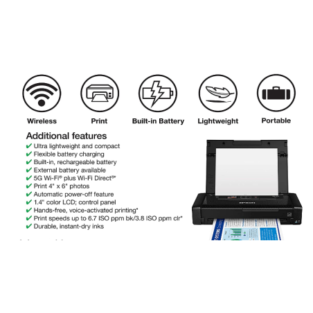 Impresora epson workforce wf-110 inalambrica wi-fi utiliza cartuchos t215 (color)