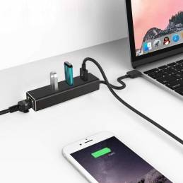usb 3.0 hub to ethernet connected to laptop phone flash drives and internet